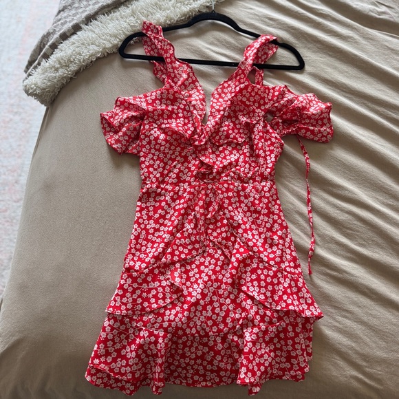 Oh Polly Floral Red Ruffle Dress - Picture 2 of 4